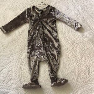 Infant Velvet Footie Zipper Onesie